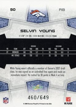 2008 Score - Scorecard #90 Selvin Young Back