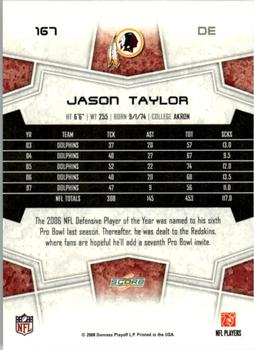 2008 Score - Super Bowl XLIII #167 Jason Taylor Back