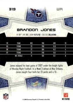 2008 Score - Super Bowl XLIII #319 Brandon Jones Back