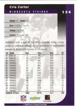 2002 Score #124 Cris Carter Back