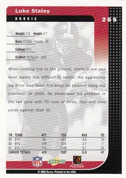 2002 Score #265 Luke Staley Back