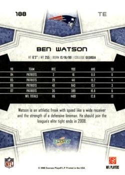 2008 Score - Super Bowl XLIII Black #188 Ben Watson Back