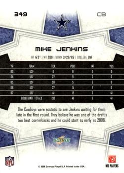 2008 Score - Super Bowl XLIII Black #349 Mike Jenkins Back