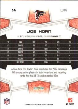 2008 Score - Super Bowl XLIII Blue #14 Joe Horn Back
