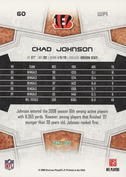 2008 Score - Super Bowl XLIII Blue #60 Chad Johnson Back