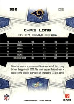 2008 Score - Super Bowl XLIII Blue #332 Chris Long Back