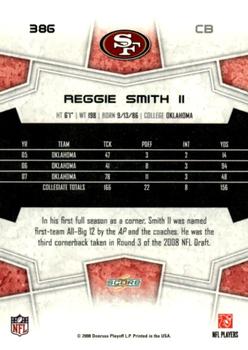 2008 Score - Super Bowl XLIII Blue #386 Reggie Smith II Back