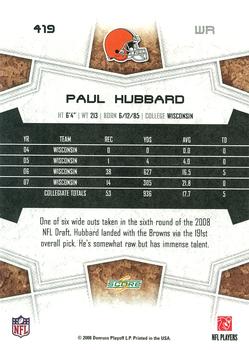2008 Score - Super Bowl XLIII Blue #419 Paul Hubbard Back