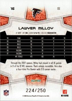 2008 Score - Super Bowl XLIII Light Blue Glossy #16 Lawyer Milloy Back