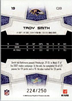 2008 Score - Super Bowl XLIII Light Blue Glossy #19 Troy Smith Back