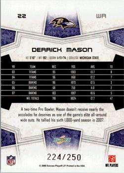 2008 Score - Super Bowl XLIII Light Blue Glossy #22 Derrick Mason Back