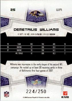 2008 Score - Super Bowl XLIII Light Blue Glossy #25 Demetrius Williams Back