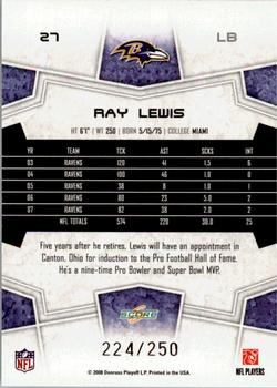 2008 Score - Super Bowl XLIII Light Blue Glossy #27 Ray Lewis Back