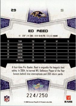2008 Score - Super Bowl XLIII Light Blue Glossy #29 Ed Reed Back