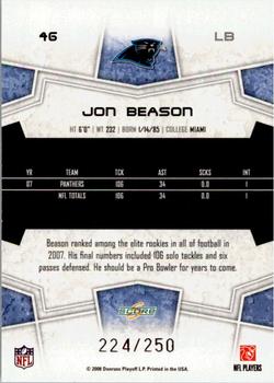 2008 Score - Super Bowl XLIII Light Blue Glossy #46 Jon Beason Back