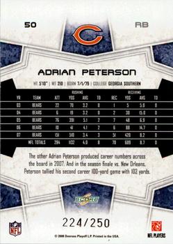 2008 Score - Super Bowl XLIII Light Blue Glossy #50 Adrian Peterson Back