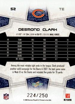 2008 Score - Super Bowl XLIII Light Blue Glossy #52 Desmond Clark Back