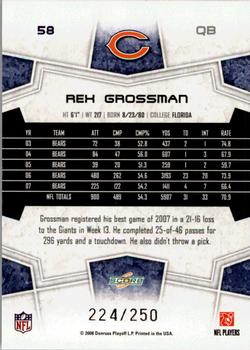2008 Score - Super Bowl XLIII Light Blue Glossy #58 Rex Grossman Back