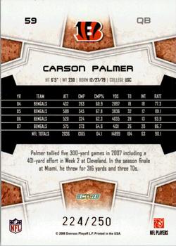 2008 Score - Super Bowl XLIII Light Blue Glossy #59 Carson Palmer Back