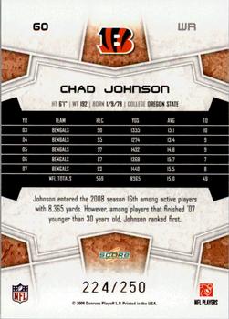 2008 Score - Super Bowl XLIII Light Blue Glossy #60 Chad Johnson Back
