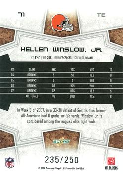 2008 Score - Super Bowl XLIII Light Blue Glossy #71 Kellen Winslow, Jr. Back