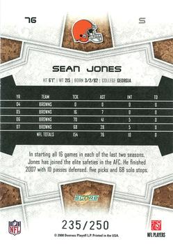 2008 Score - Super Bowl XLIII Light Blue Glossy #76 Sean Jones Back
