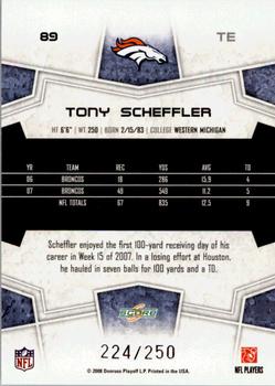 2008 Score - Super Bowl XLIII Light Blue Glossy #89 Tony Scheffler Back