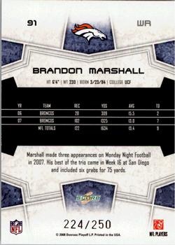 2008 Score - Super Bowl XLIII Light Blue Glossy #91 Brandon Marshall Back