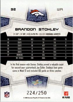 2008 Score - Super Bowl XLIII Light Blue Glossy #92 Brandon Stokley Back