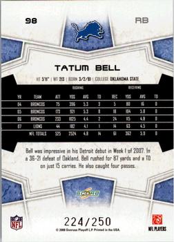 2008 Score - Super Bowl XLIII Light Blue Glossy #98 Tatum Bell Back