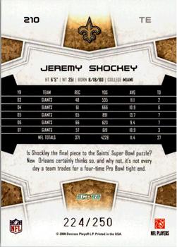 2008 Score - Super Bowl XLIII Light Blue Glossy #210 Jeremy Shockey Back