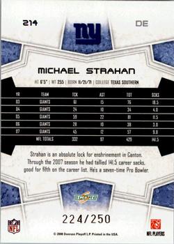 2008 Score - Super Bowl XLIII Light Blue Glossy #214 Michael Strahan Back