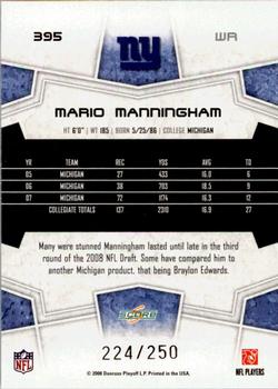 2008 Score - Super Bowl XLIII Light Blue Glossy #395 Mario Manningham Back