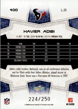 2008 Score - Super Bowl XLIII Light Blue Glossy #400 Xavier Adibi Back