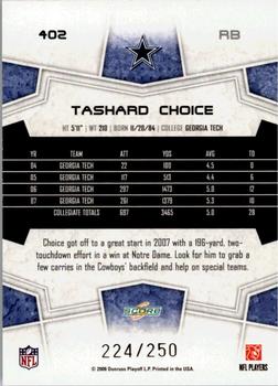2008 Score - Super Bowl XLIII Light Blue Glossy #402 Tashard Choice Back
