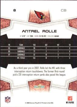 2008 Score - Super Bowl XLIII Gold #8 Antrel Rolle Back