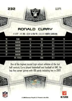 2008 Score - Super Bowl XLIII Gold #232 Ronald Curry Back