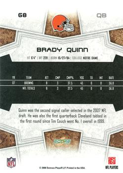 2008 Score - Super Bowl XLIII Green #68 Brady Quinn Back