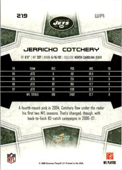 2008 Score - Super Bowl XLIII Green #219 Jerricho Cotchery Back
