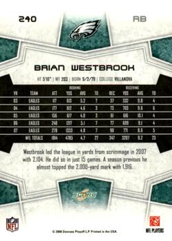 2008 Score - Super Bowl XLIII Green #240 Brian Westbrook Back