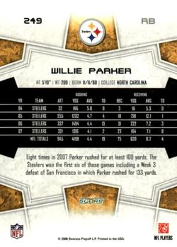 2008 Score - Super Bowl XLIII Green #249 Willie Parker Back