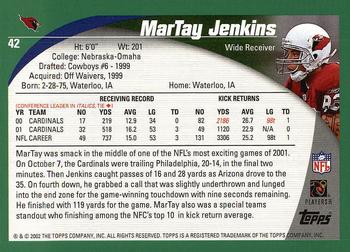 2002 Topps #42 MarTay Jenkins Back