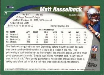 2002 Topps #71 Matt Hasselbeck Back