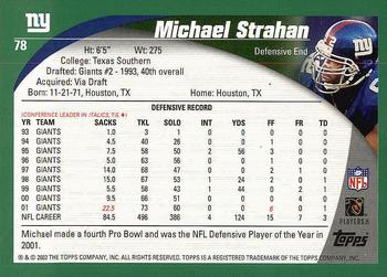 2002 Topps #78 Michael Strahan Back