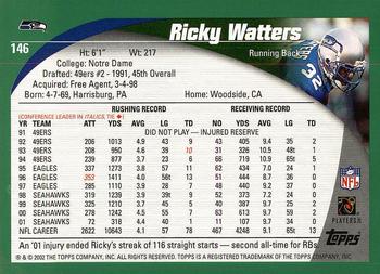 2002 Topps #146 Ricky Watters Back