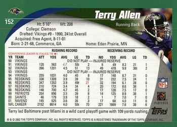2002 Topps #152 Terry Allen Back
