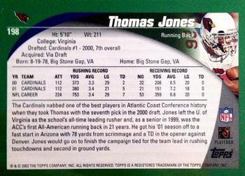 2002 Topps #198 Thomas Jones Back
