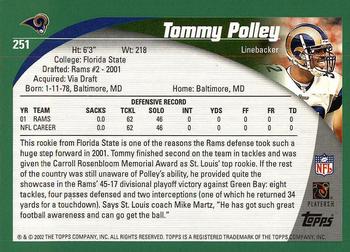 2002 Topps #251 Tommy Polley Back