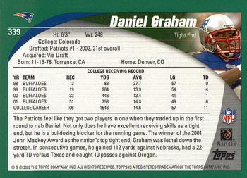 2002 Topps #339 Daniel Graham Back