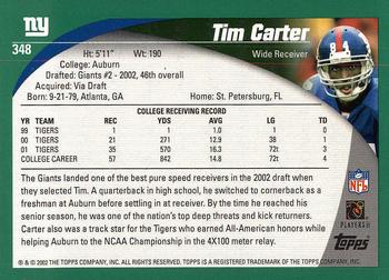 2002 Topps #348 Tim Carter Back